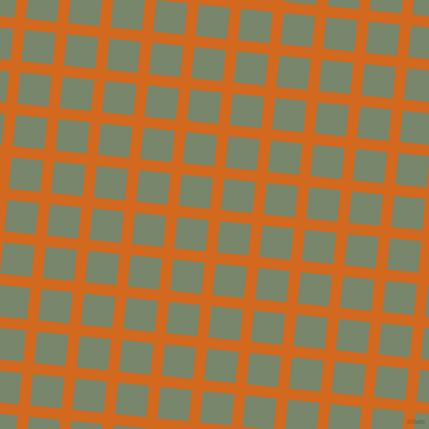 84/174 degree angle diagonal checkered chequered lines, 23 pixel line width, 64 pixel square size, Chocolate and Camouflage Green plaid checkered seamless tileable
