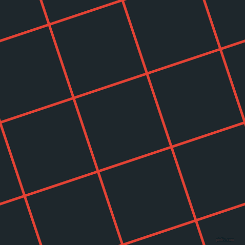 18/108 degree angle diagonal checkered chequered lines, 5 pixel line width, 146 pixel square size, Cinnabar and Black Pearl plaid checkered seamless tileable