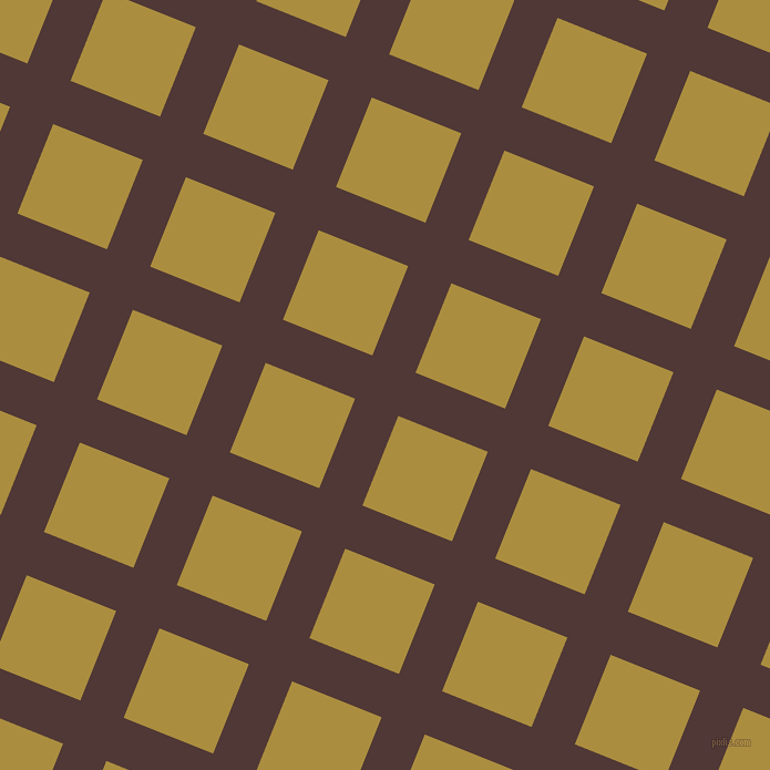 68/158 degree angle diagonal checkered chequered lines, 42 pixel line width, 87 pixel square size, Cocoa Bean and Luxor Gold plaid checkered seamless tileable