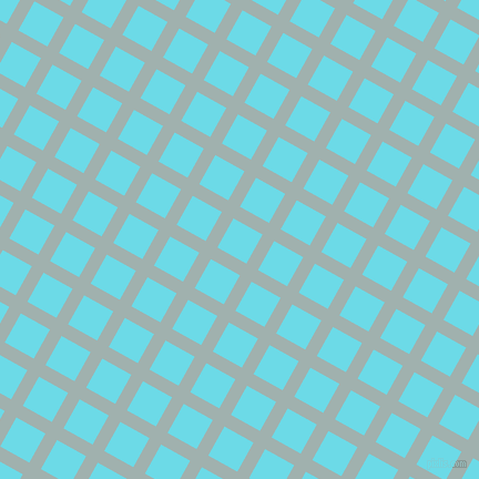 61/151 degree angle diagonal checkered chequered lines, 12 pixel line width, 30 pixel square size, Conch and Turquoise Blue plaid checkered seamless tileable