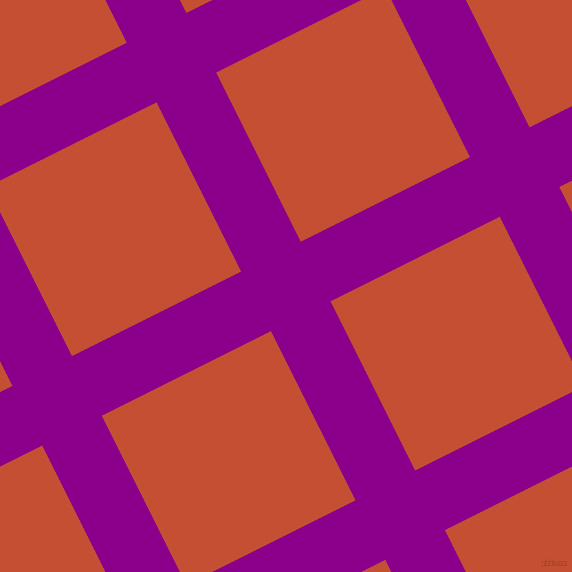 27/117 degree angle diagonal checkered chequered lines, 97 pixel lines width, 275 pixel square size, Dark Magenta and Trinidad plaid checkered seamless tileable