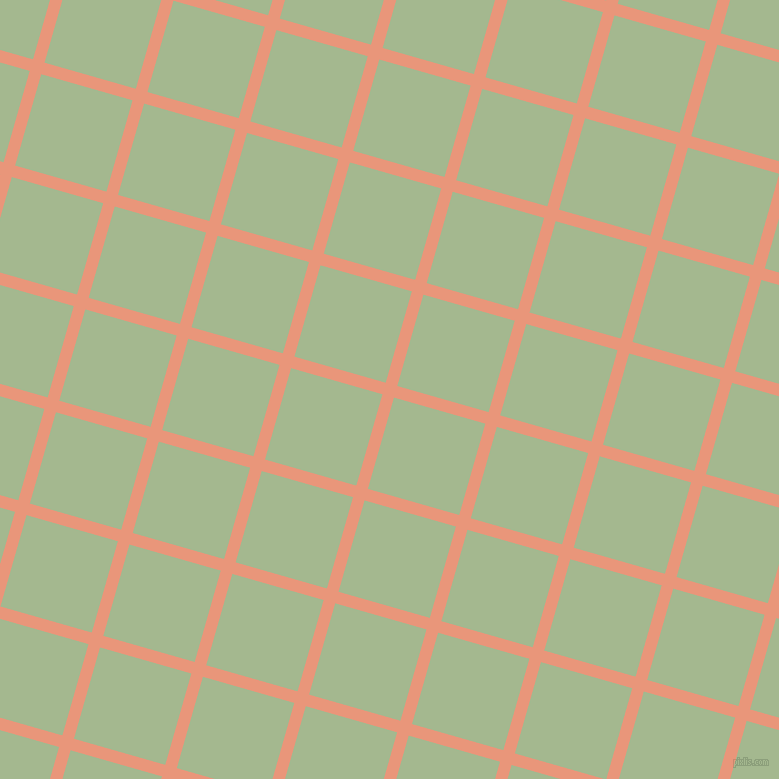 74/164 degree angle diagonal checkered chequered lines, 12 pixel line width, 95 pixel square size, Dark Salmon and Norway plaid checkered seamless tileable
