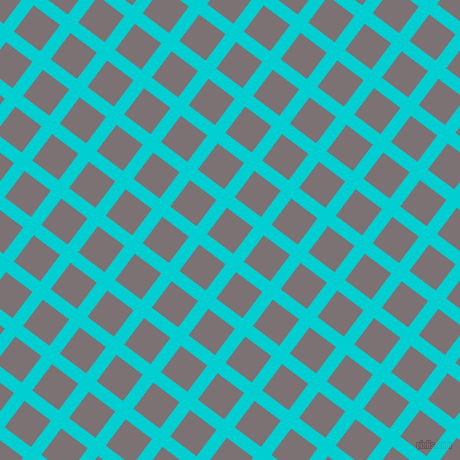 53/143 degree angle diagonal checkered chequered lines, 13 pixel lines width, 33 pixel square size, Dark Turquoise and Empress plaid checkered seamless tileable