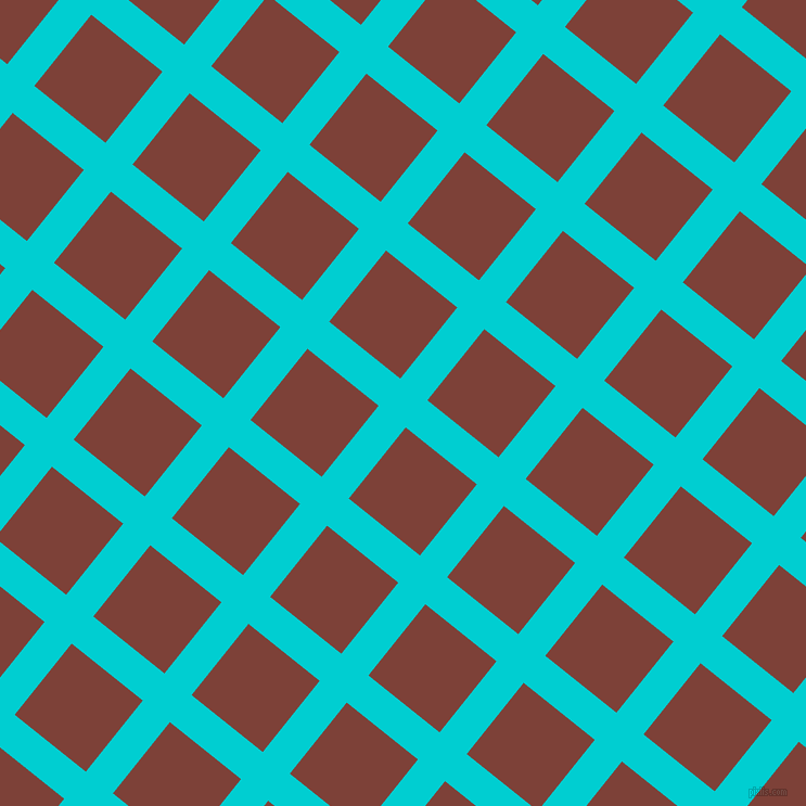 51/141 degree angle diagonal checkered chequered lines, 32 pixel lines width, 84 pixel square size, Dark Turquoise and Red Robin plaid checkered seamless tileable