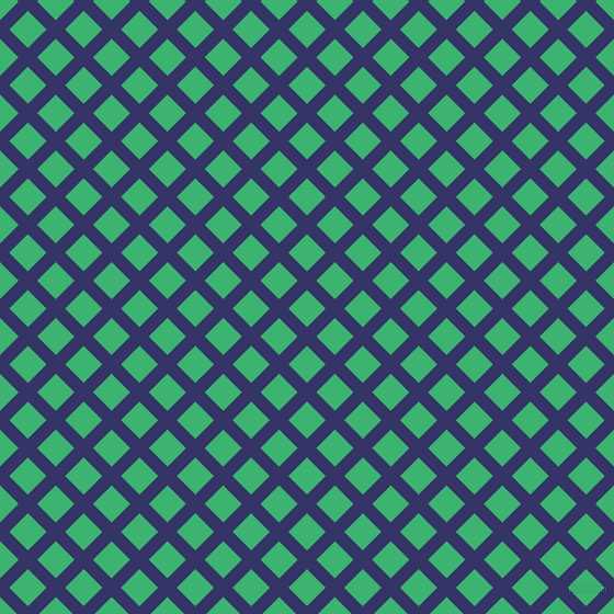 45/135 degree angle diagonal checkered chequered lines, 12 pixel lines width, 24 pixel square size, Deep Koamaru and Medium Sea Green plaid checkered seamless tileable