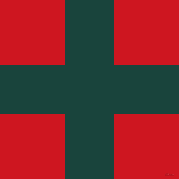checkered chequered horizontal vertical lines, 187 pixel lines width, 495 pixel square size, Deep Teal and Fire Engine Red plaid checkered seamless tileable