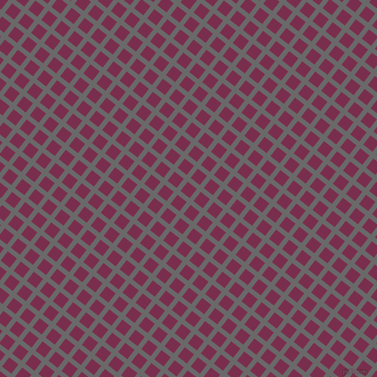 52/142 degree angle diagonal checkered chequered lines, 7 pixel lines width, 17 pixel square size, Dim Gray and Flirt plaid checkered seamless tileable