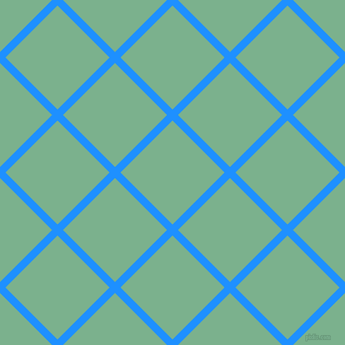 45/135 degree angle diagonal checkered chequered lines, 11 pixel lines width, 104 pixel square size, Dodger Blue and Bay Leaf plaid checkered seamless tileable