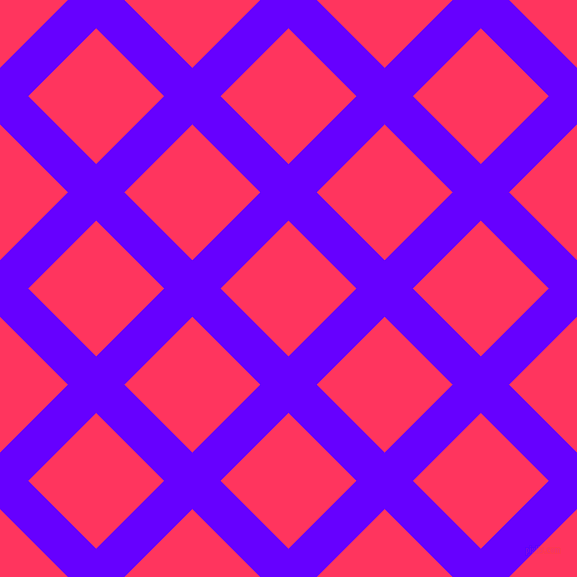 45/135 degree angle diagonal checkered chequered lines, 40 pixel line width, 96 pixel square size, Electric Indigo and Radical Red plaid checkered seamless tileable