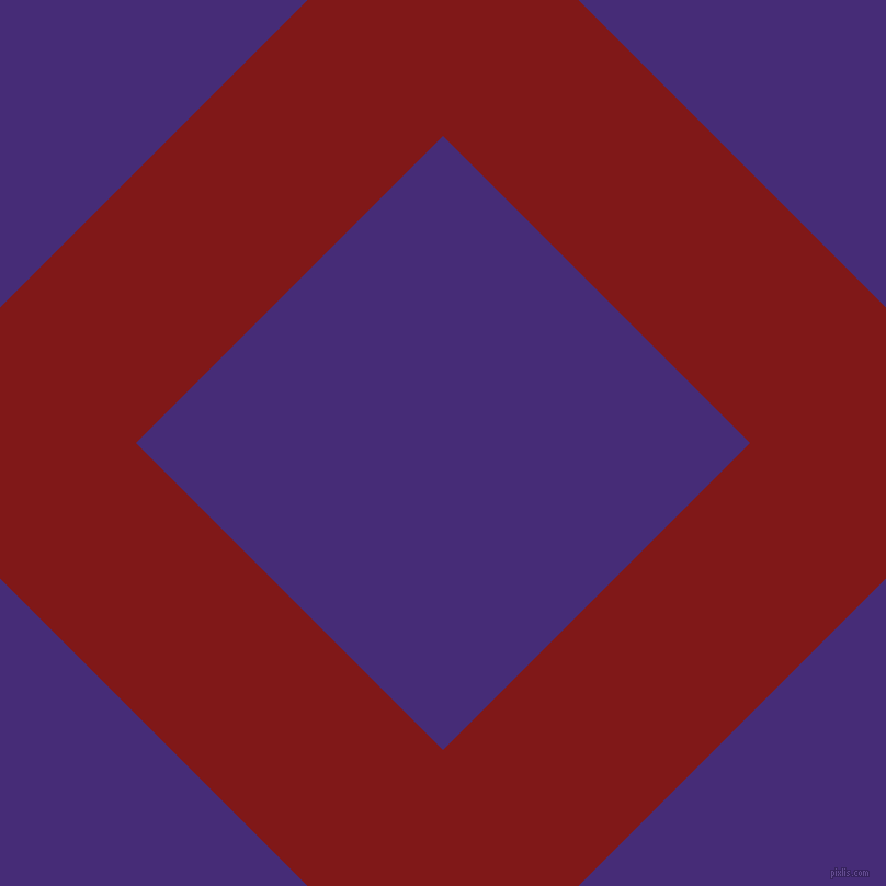 45/135 degree angle diagonal checkered chequered lines, 175 pixel lines width, 396 pixel square size, Falu Red and Windsor plaid checkered seamless tileable