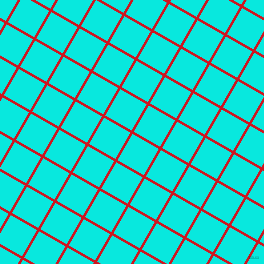 60/150 degree angle diagonal checkered chequered lines, 8 pixel line width, 97 pixel square size, Fire Engine Red and Bright Turquoise plaid checkered seamless tileable