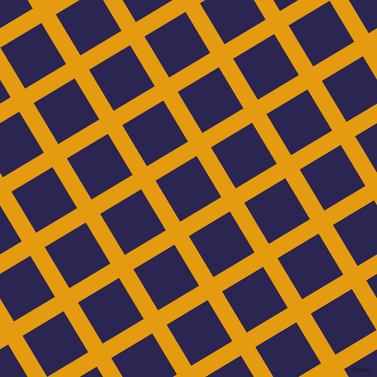 31/121 degree angle diagonal checkered chequered lines, 34 pixel lines width, 97 pixel square size, Gamboge and Paua plaid checkered seamless tileable