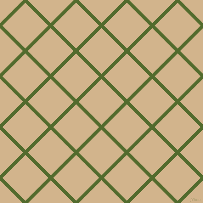 45/135 degree angle diagonal checkered chequered lines, 11 pixel line width, 103 pixel square size, Green Leaf and Tan plaid checkered seamless tileable