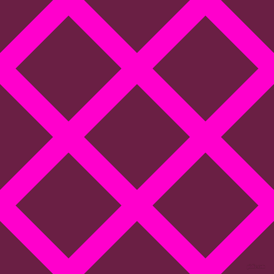 45/135 degree angle diagonal checkered chequered lines, 44 pixel line width, 150 pixel square size, Hot Magenta and Pompadour plaid checkered seamless tileable