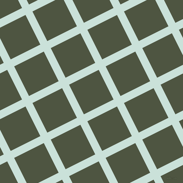 27/117 degree angle diagonal checkered chequered lines, 27 pixel line width, 115 pixel square size, Iceberg and Lunar Green plaid checkered seamless tileable