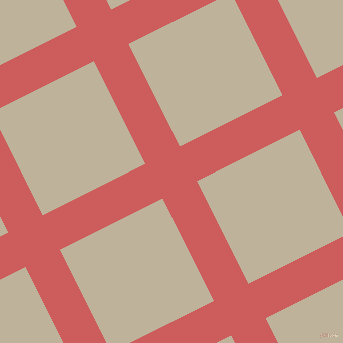 27/117 degree angle diagonal checkered chequered lines, 77 pixel line width, 229 pixel square size, Indian Red and Akaroa plaid checkered seamless tileable