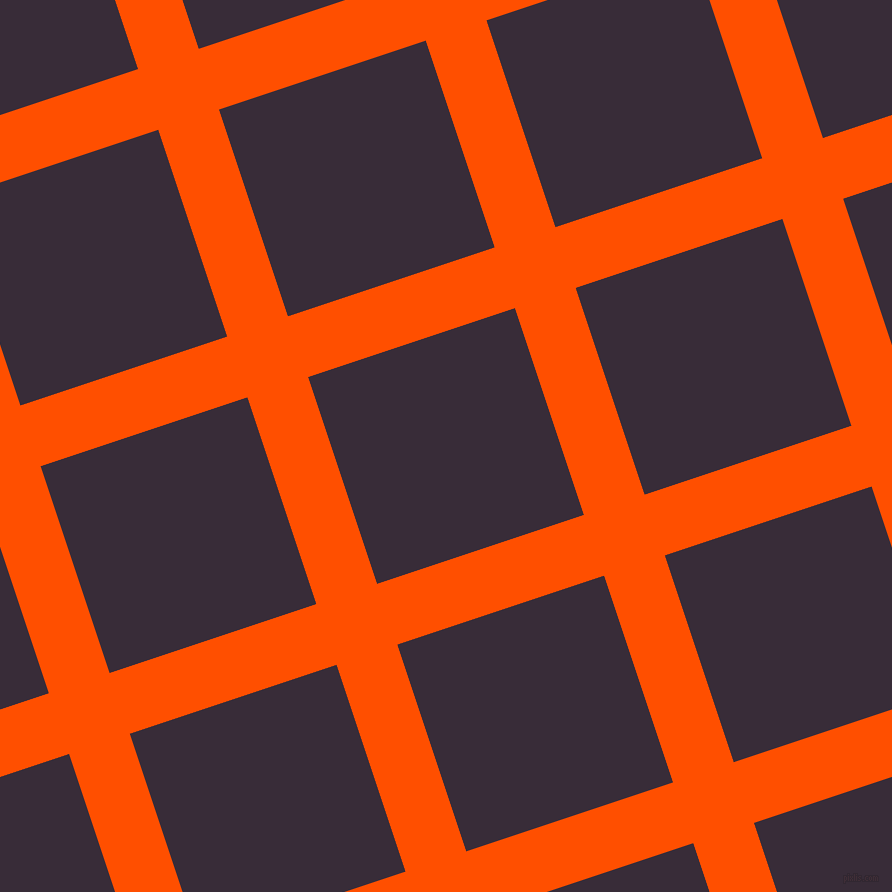 18/108 degree angle diagonal checkered chequered lines, 64 pixel line width, 218 pixel square size, International Orange and Valentino plaid checkered seamless tileable