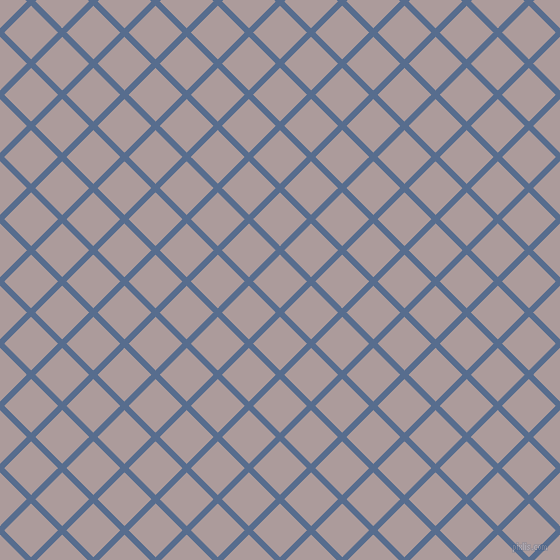45/135 degree angle diagonal checkered chequered lines, 6 pixel lines width, 38 pixel square size, Kashmir Blue and Dusty Grey plaid checkered seamless tileable