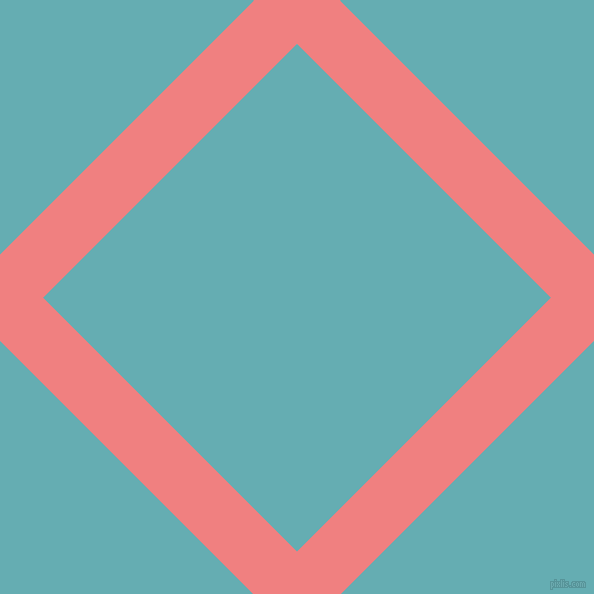 45/135 degree angle diagonal checkered chequered lines, 61 pixel lines width, 359 pixel square size, Light Coral and Fountain Blue plaid checkered seamless tileable