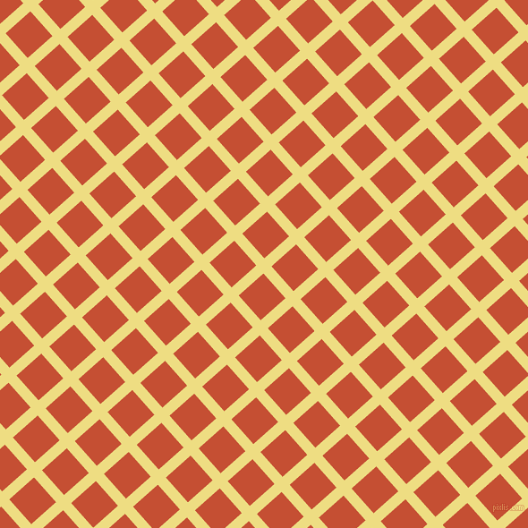 42/132 degree angle diagonal checkered chequered lines, 12 pixel line width, 37 pixel square size, Light Goldenrod and Trinidad plaid checkered seamless tileable