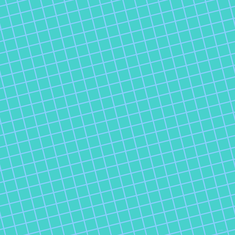 14/104 degree angle diagonal checkered chequered lines, 4 pixel line width, 35 pixel square size, Light Sky Blue and Medium Turquoise plaid checkered seamless tileable