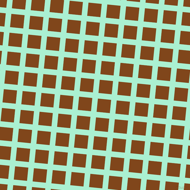 84/174 degree angle diagonal checkered chequered lines, 19 pixel lines width, 45 pixel square size, Magic Mint and Russet plaid checkered seamless tileable