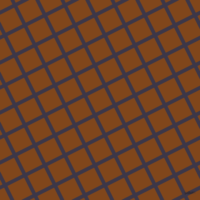 27/117 degree angle diagonal checkered chequered lines, 12 pixel lines width, 61 pixel square size, Martinique and Russet plaid checkered seamless tileable