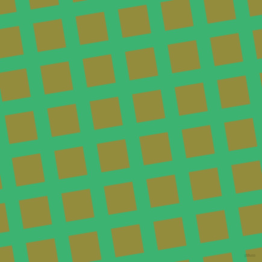 9/99 degree angle diagonal checkered chequered lines, 47 pixel lines width, 96 pixel square size, Medium Sea Green and Highball plaid checkered seamless tileable