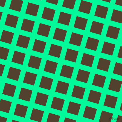 74/164 degree angle diagonal checkered chequered lines, 18 pixel line width, 39 pixel square size, Medium Spring Green and Deep Bronze plaid checkered seamless tileable