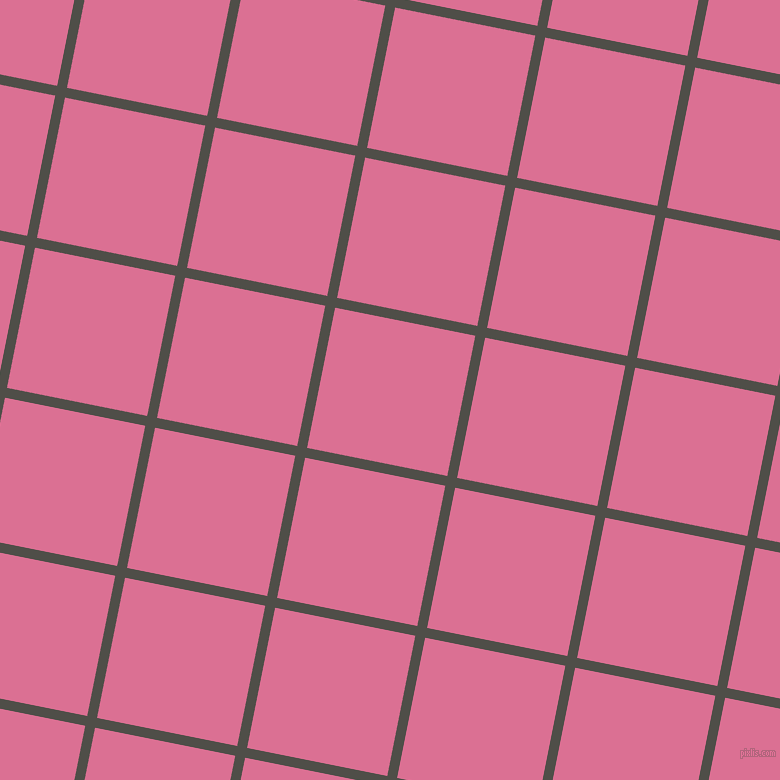 79/169 degree angle diagonal checkered chequered lines, 10 pixel line width, 143 pixel square size, Merlin and Pale Violet Red plaid checkered seamless tileable