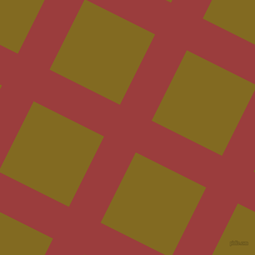 63/153 degree angle diagonal checkered chequered lines, 69 pixel line width, 153 pixel square size, Mexican Red and Yukon Gold plaid checkered seamless tileable