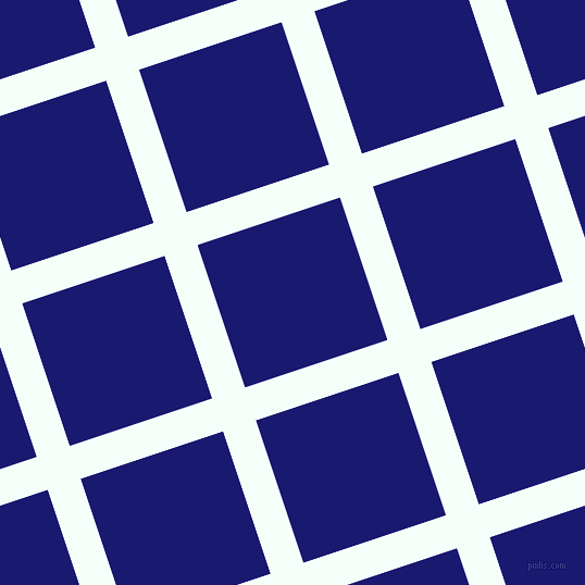 18/108 degree angle diagonal checkered chequered lines, 32 pixel lines width, 138 pixel square size, Mint Cream and Midnight Blue plaid checkered seamless tileable