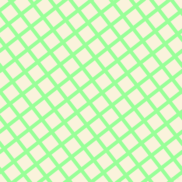 38/128 degree angle diagonal checkered chequered lines, 15 pixel line width, 50 pixel square size, Mint Green and Off Yellow plaid checkered seamless tileable