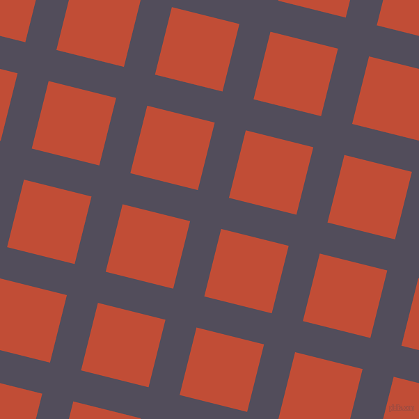 76/166 degree angle diagonal checkered chequered lines, 46 pixel lines width, 100 pixel square size, Mulled Wine and Grenadier plaid checkered seamless tileable