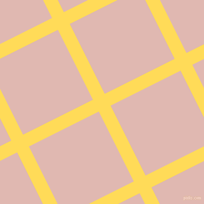 27/117 degree angle diagonal checkered chequered lines, 26 pixel lines width, 154 pixel square size, Mustard and Cavern Pink plaid checkered seamless tileable