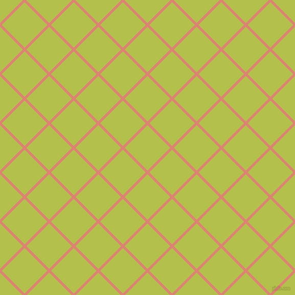 45/135 degree angle diagonal checkered chequered lines, 5 pixel line width, 63 pixel square size, New York Pink and Celery plaid checkered seamless tileable