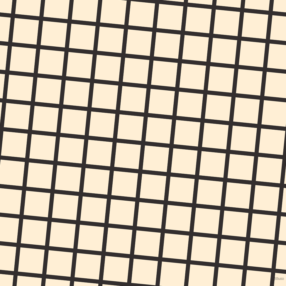 84/174 degree angle diagonal checkered chequered lines, 14 pixel line width, 83 pixel square size, Night Rider and Papaya Whip plaid checkered seamless tileable
