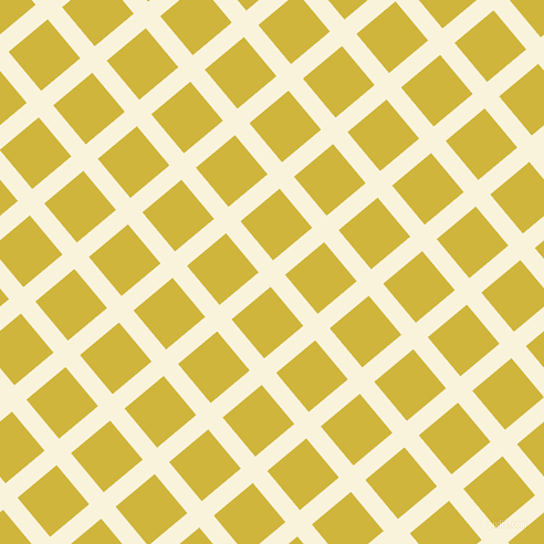 40/130 degree angle diagonal checkered chequered lines, 17 pixel lines width, 46 pixel square size, Off Yellow and Old Gold plaid checkered seamless tileable