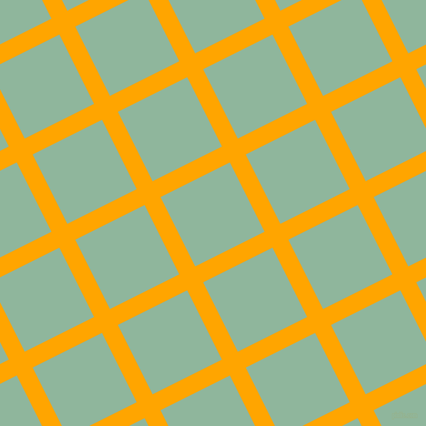 27/117 degree angle diagonal checkered chequered lines, 25 pixel line width, 109 pixel square size, Orange and Summer Green plaid checkered seamless tileable