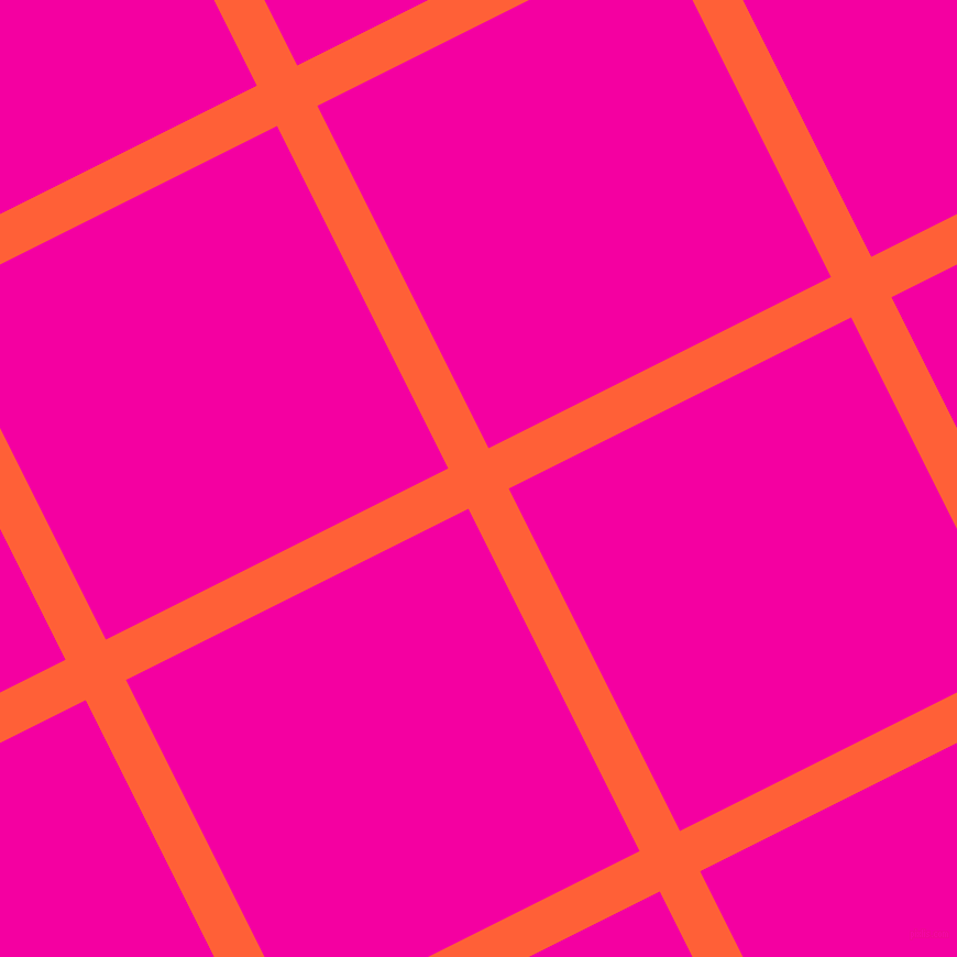 27/117 degree angle diagonal checkered chequered lines, 41 pixel line width, 348 pixel square size, Outrageous Orange and Hollywood Cerise plaid checkered seamless tileable