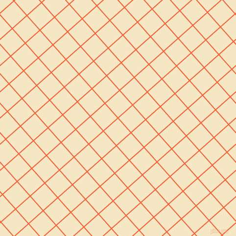 42/132 degree angle diagonal checkered chequered lines, 2 pixel lines width, 38 pixel square size, Outrageous Orange and Pipi plaid checkered seamless tileable