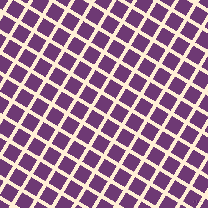 59/149 degree angle diagonal checkered chequered lines, 12 pixel lines width, 45 pixel square size, Papaya Whip and Eminence plaid checkered seamless tileable