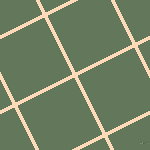 27/117 degree angle diagonal checkered chequered lines, 14 pixel line width, 252 pixel square size, Peach Puff and Axolotl plaid checkered seamless tileable