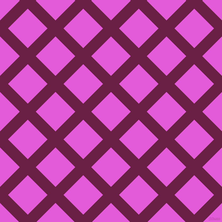 45/135 degree angle diagonal checkered chequered lines, 36 pixel line width, 89 pixel square size, Pompadour and Free Speech Magenta plaid checkered seamless tileable
