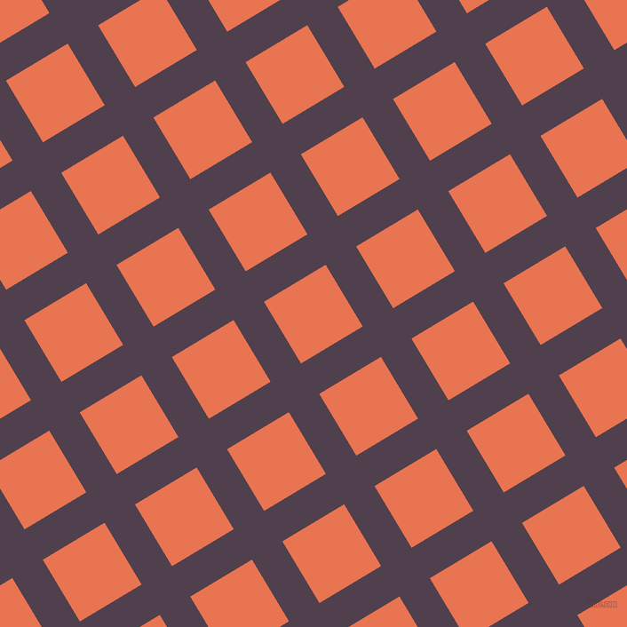 31/121 degree angle diagonal checkered chequered lines, 40 pixel line width, 81 pixel square size, Purple Taupe and Burnt Sienna plaid checkered seamless tileable