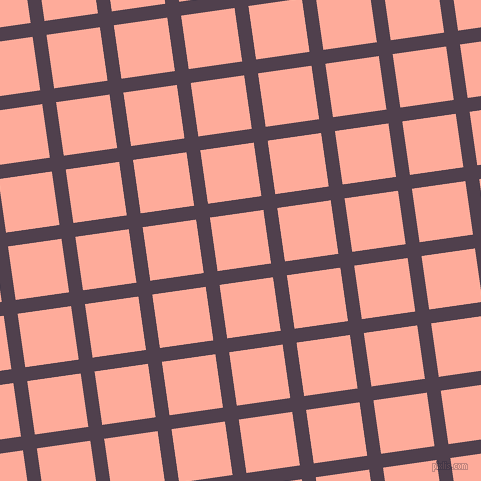 8/98 degree angle diagonal checkered chequered lines, 14 pixel lines width, 54 pixel square size, Purple Taupe and Rose Bud plaid checkered seamless tileable