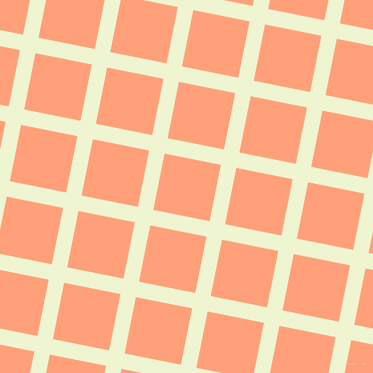 79/169 degree angle diagonal checkered chequered lines, 31 pixel lines width, 113 pixel square size, Rice Flower and Light Salmon plaid checkered seamless tileable