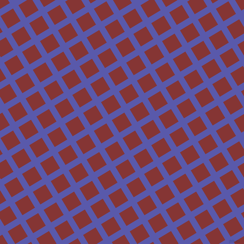 31/121 degree angle diagonal checkered chequered lines, 21 pixel lines width, 49 pixel square size, Rich Blue and Tall Poppy plaid checkered seamless tileable