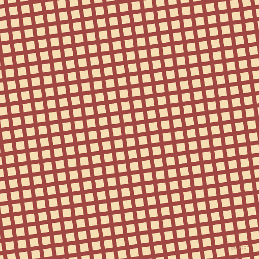 8/98 degree angle diagonal checkered chequered lines, 8 pixel line width, 16 pixel square size, Roof Terracotta and Wheat plaid checkered seamless tileable