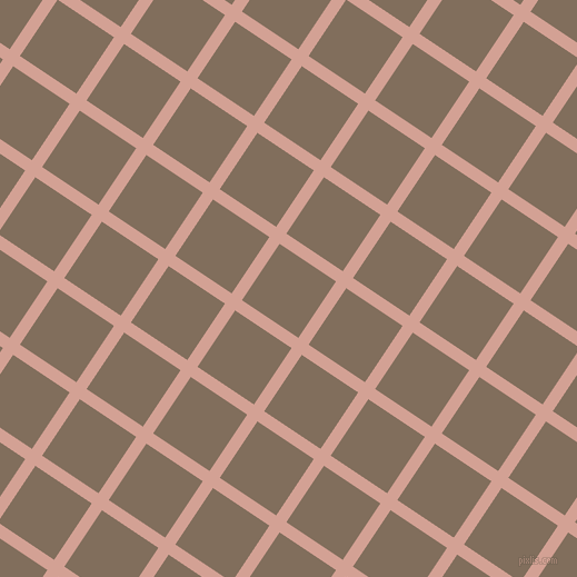 56/146 degree angle diagonal checkered chequered lines, 11 pixel line width, 61 pixel square size, Rose and Donkey Brown plaid checkered seamless tileable